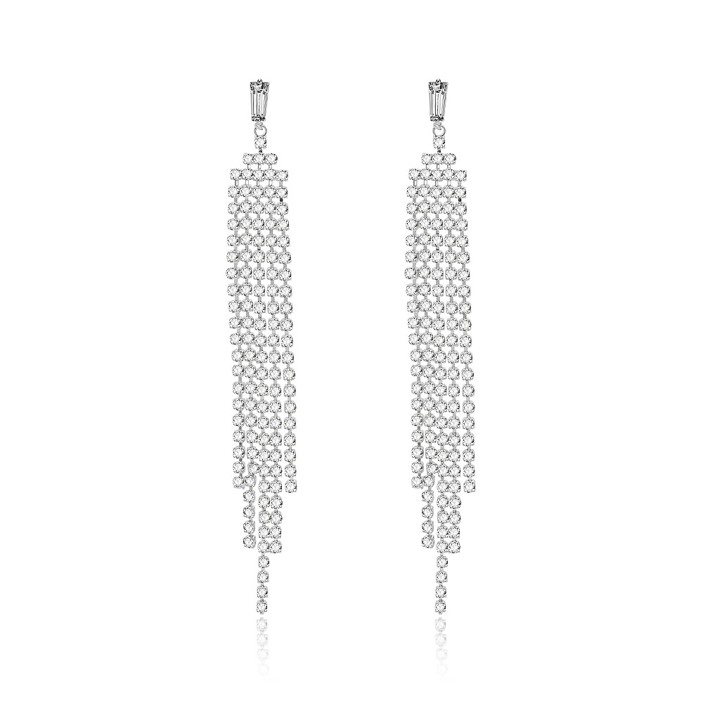 Long CZ Linear Chandelier Earrings